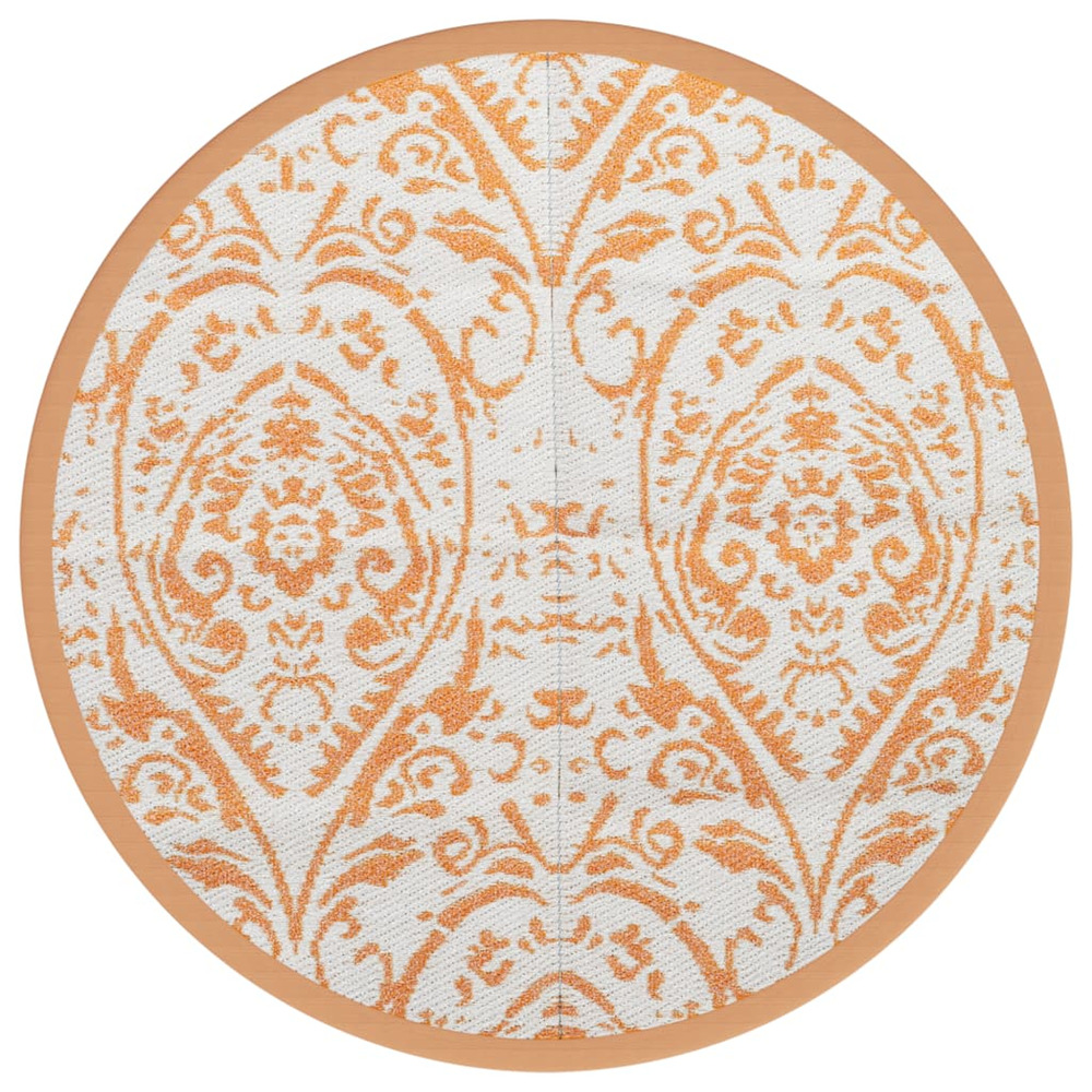 Tapis d'extérieur arakil orange et blanc ø200 cm pp