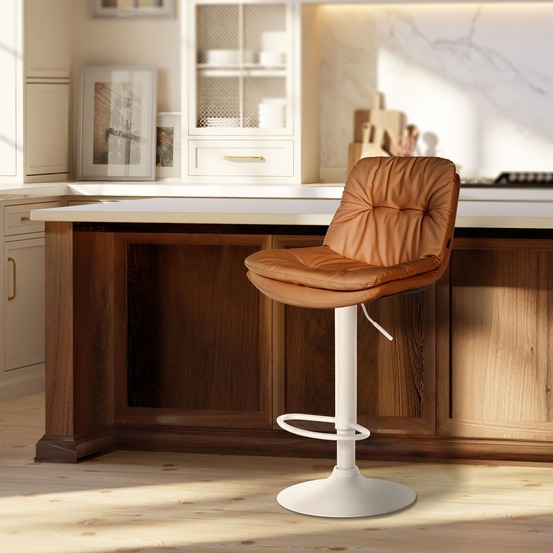 Tabouret de bar laurel simili cuir blanc