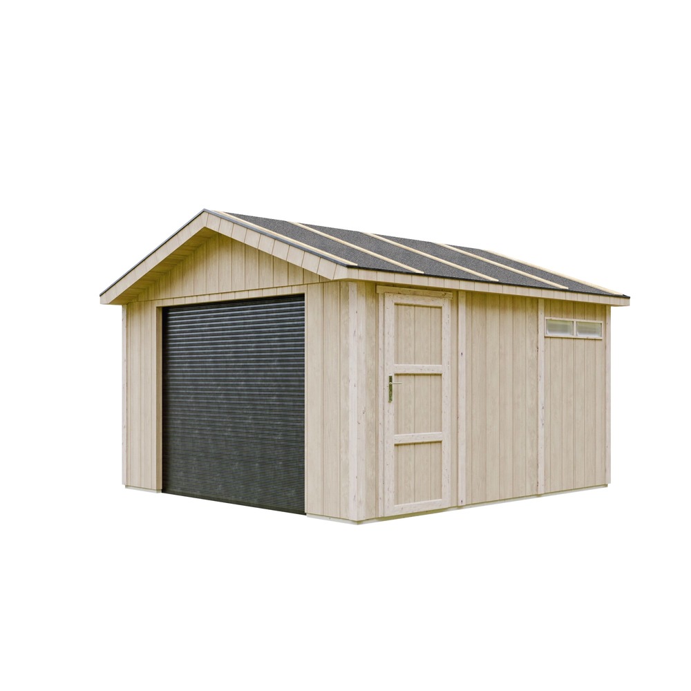 Garage qualité premium 13 m² - l378xl412 cm - construction en panneaux lp smartside - abri de jardin timbela m990b