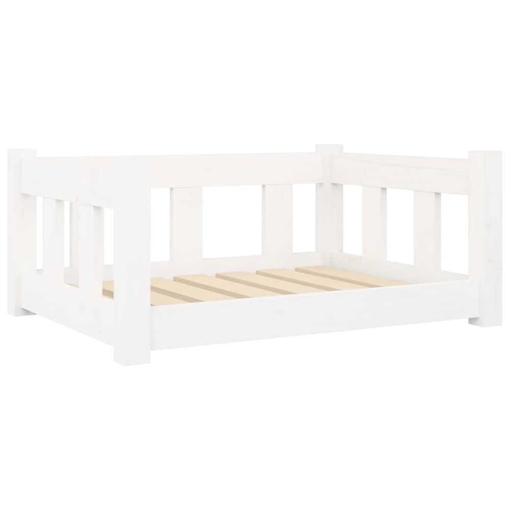 Lit pour chien blanc 65,5x50,5x28 cm bois de pin solide