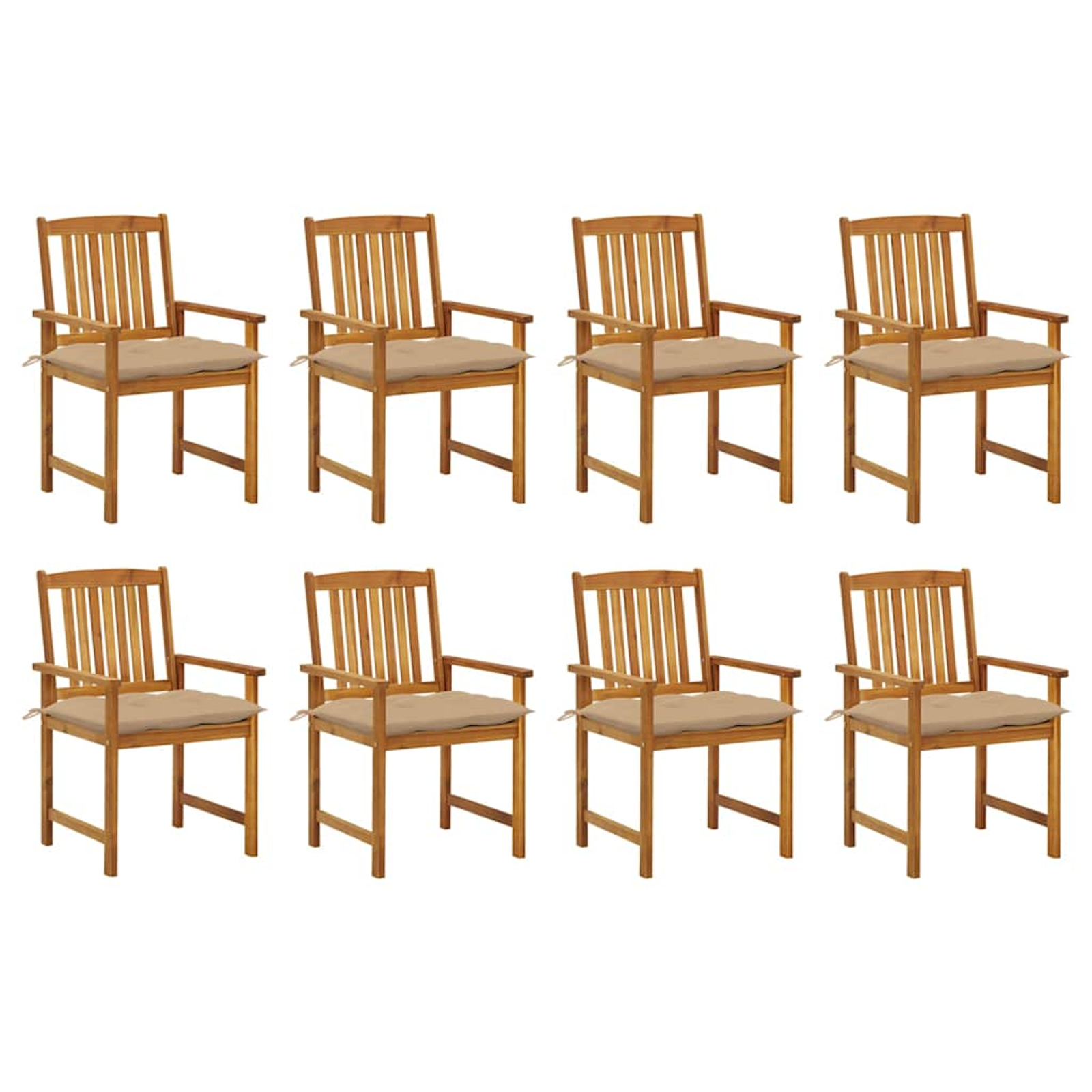 Chaises de jardin avec coussins lot de 8 bois d'acacia solide