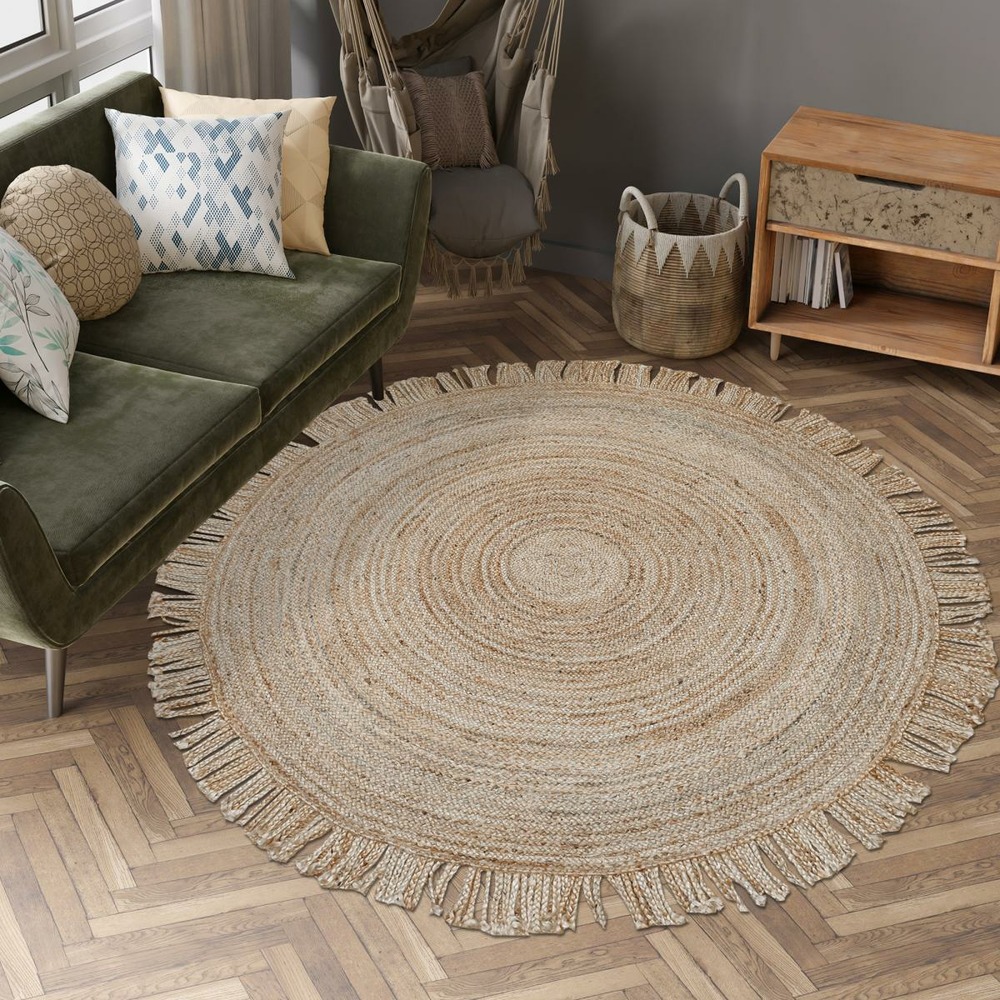 Tapis rond 200x200 rond jt satch beige , tapis jute artisanal