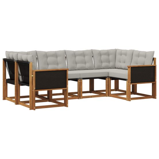 Ensemble de canapés d'extérieur 6 pc naturel et gris clair