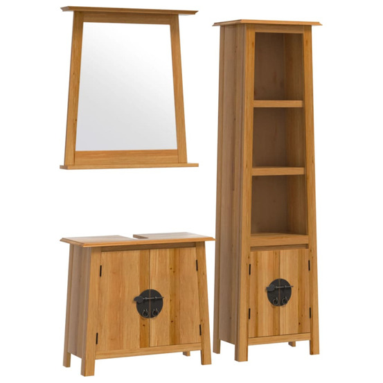 Ensemble de meubles de salle de bain 3 pcs bois de pin massif