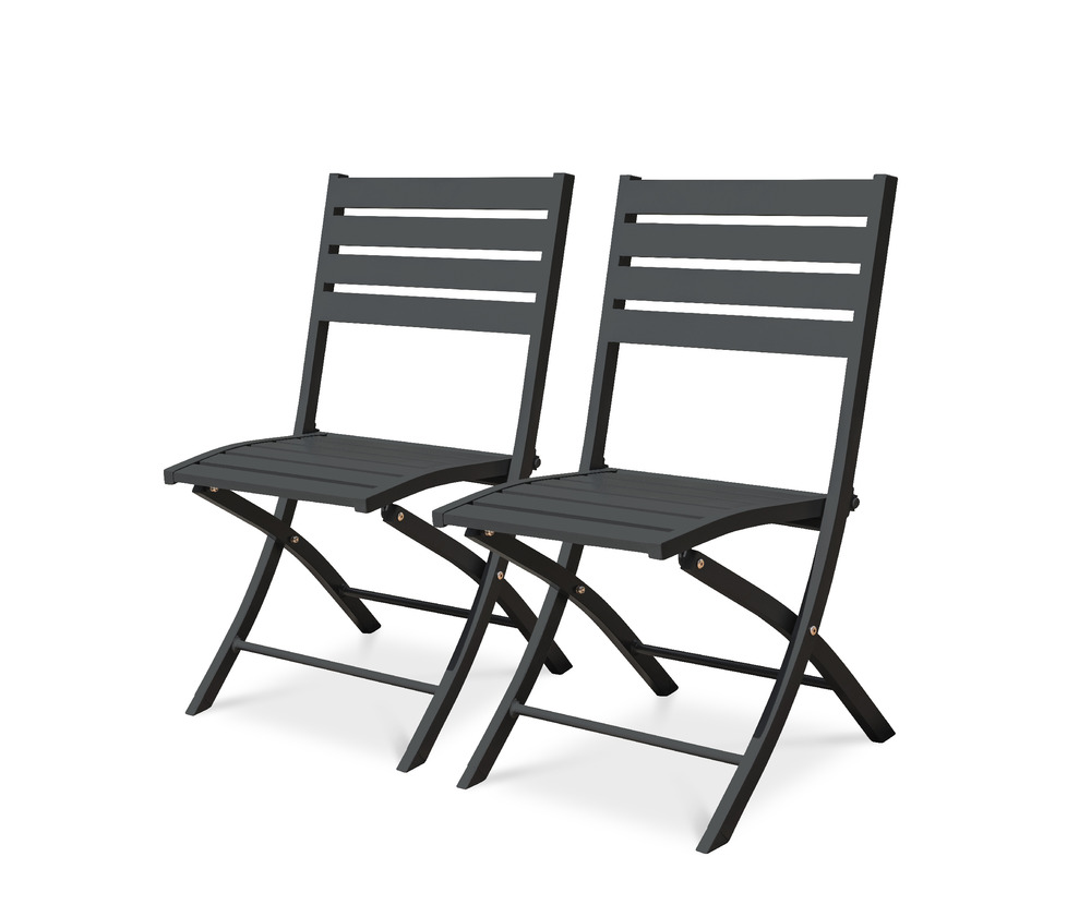 Lot de 2 chaises de jardin marius en aluminium anthracite