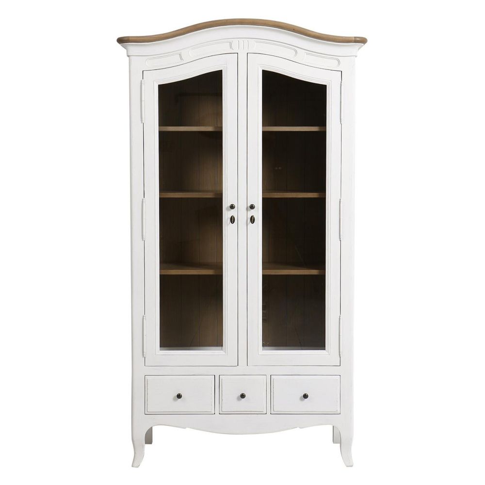 Vitrine louis xv bois blanc - manoir interior's