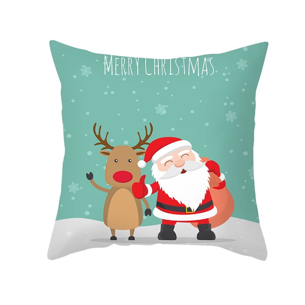 Housse de coussin de noël - renne et père noël