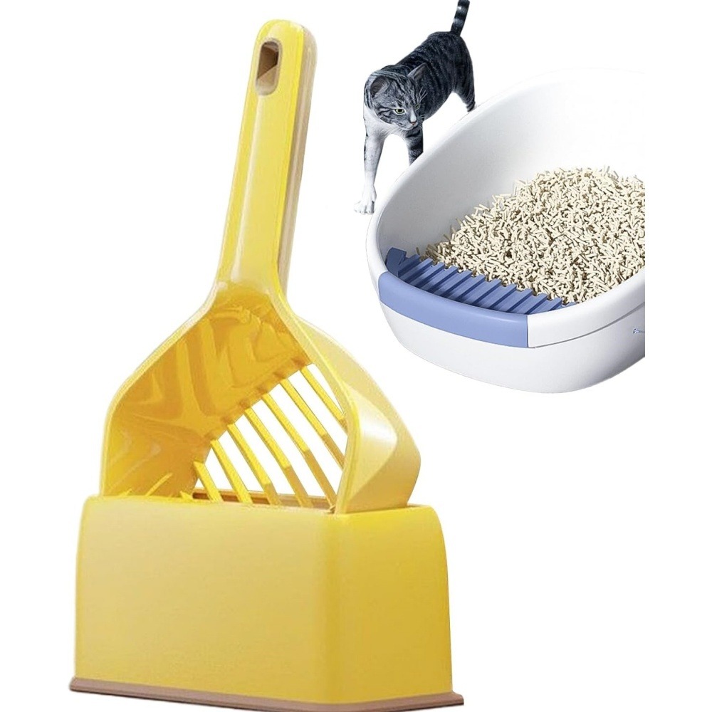 Pelle à litière pour chat-costume jaune- avec socle