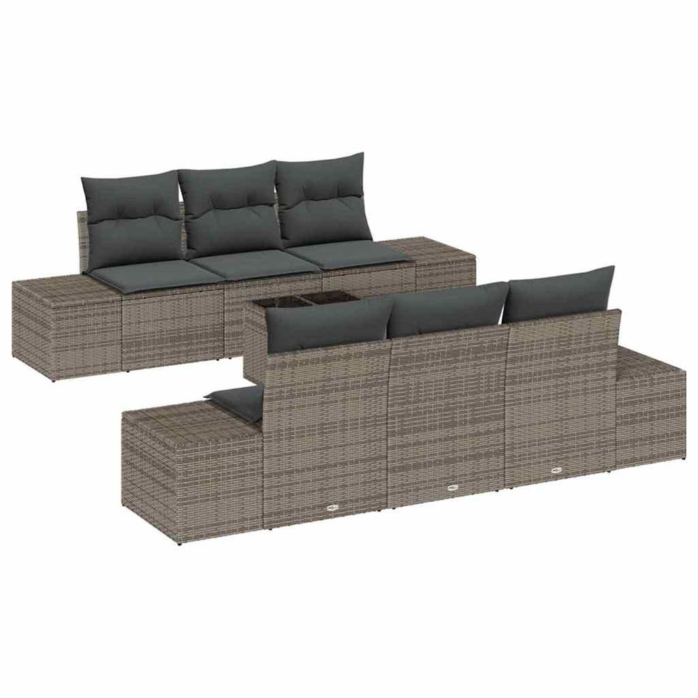 Ensemble de canapé de jardin 8 pc gris polyrotin