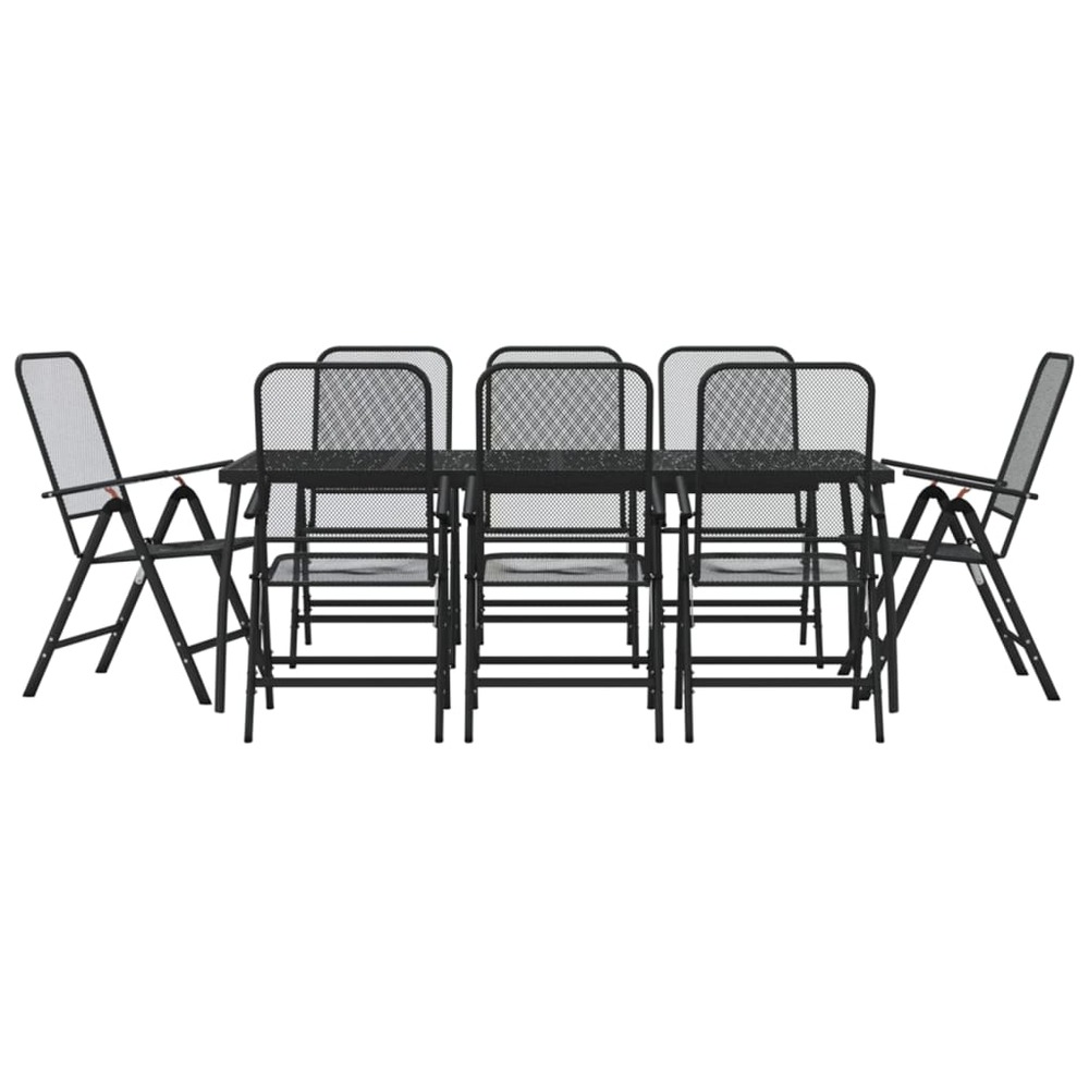 Ensemble à manger de jardin 9 pcs anthracite métal maille