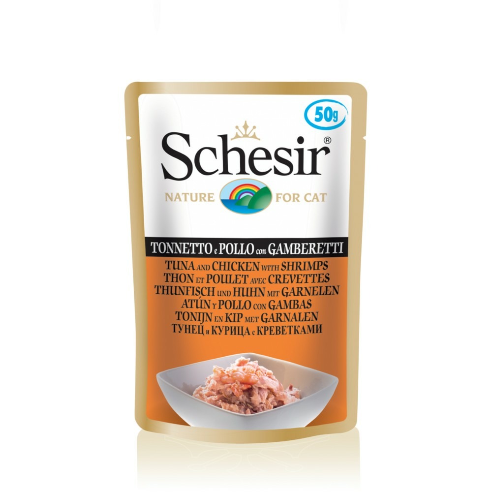 Pâtée en gelée thon/poulet/crevettes chat (sachet 85g) - schesir 85 g
