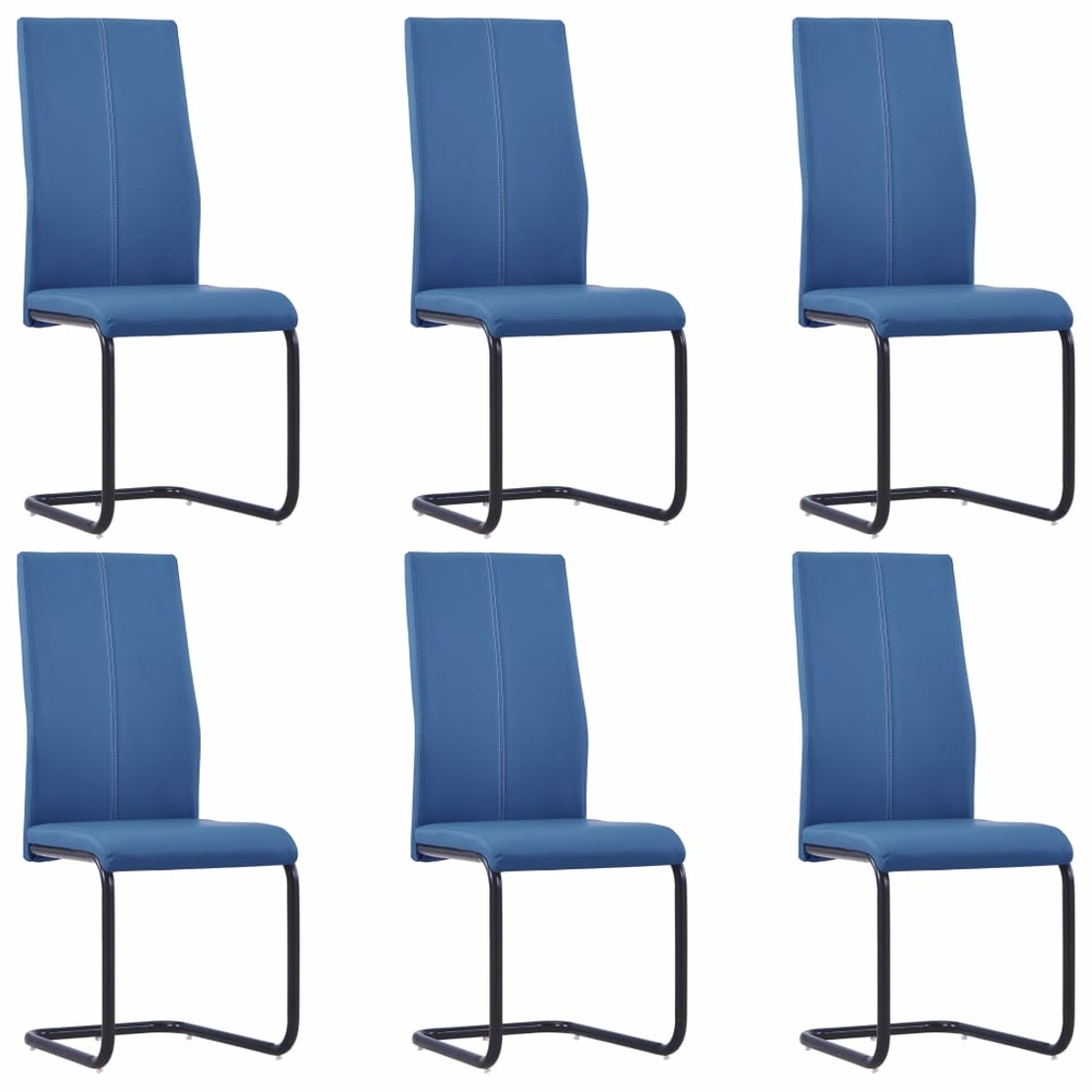 Chaises de salle à manger cantilever 6 pcs bleu similicuir