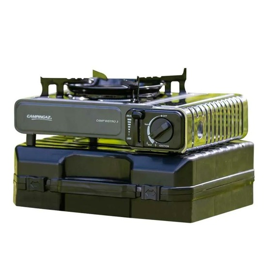Réchaud à gaz portable camp'bistro 3 allumage piezo 2200w 28x12cm