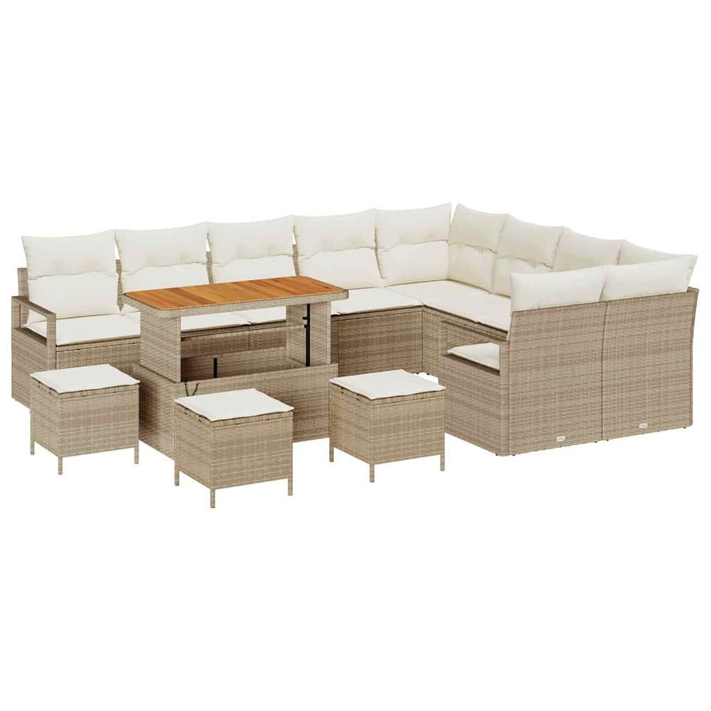 Ensemble de canapé de jardin 13 pc beige polyrotin