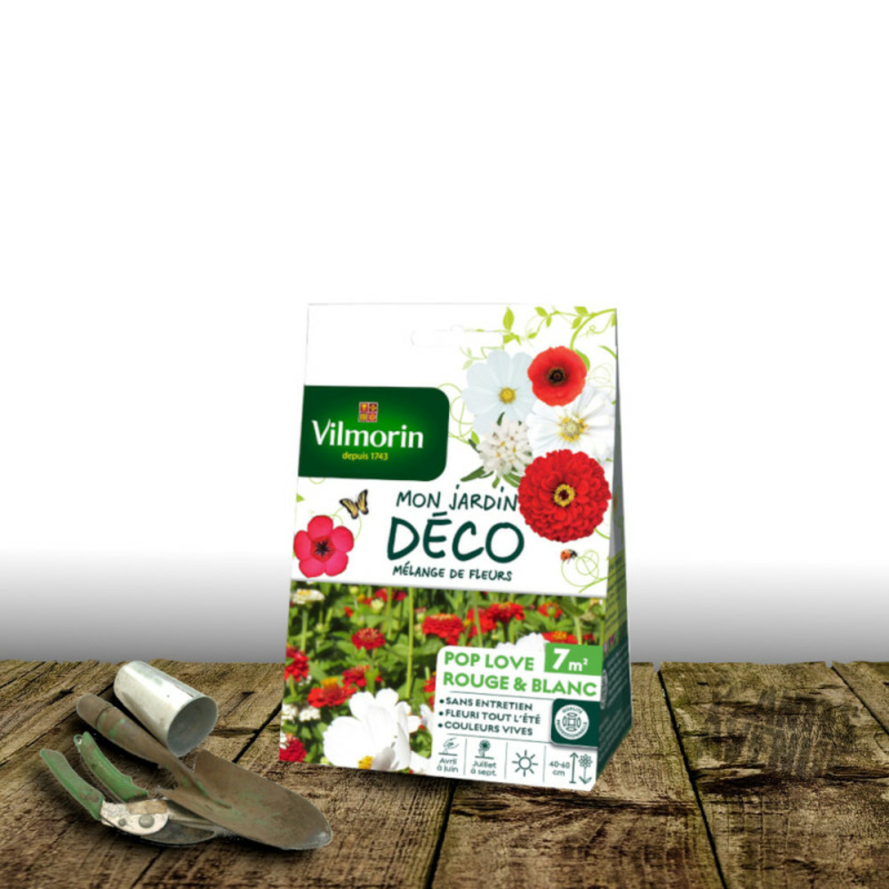 Graines en mélange - pop love rouge & blanc - vilmorin sachet 7 m²
