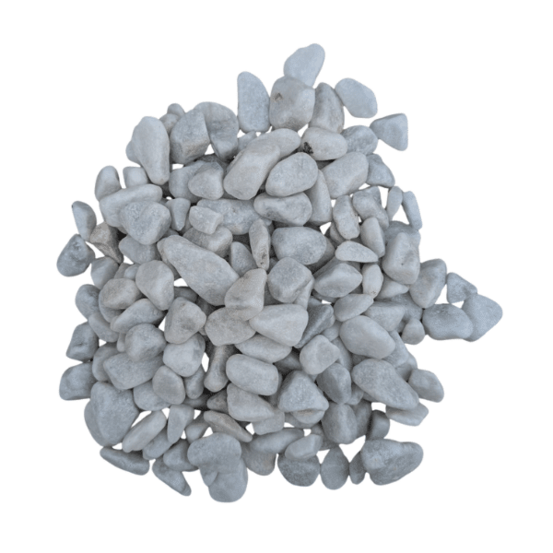 Galet marbre blanc 12/25 mm – sac +/- 25 kg