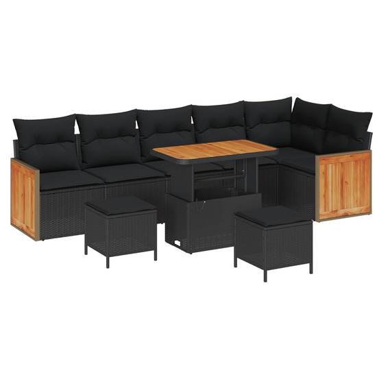 Ensemble de canapé de jardin avec coussin 9 pcs noir