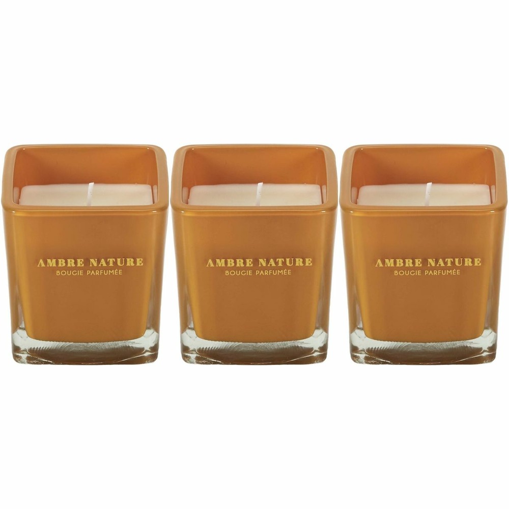 Bougie parfumée carrée nude 7 cm (lot de 3) moutarde
