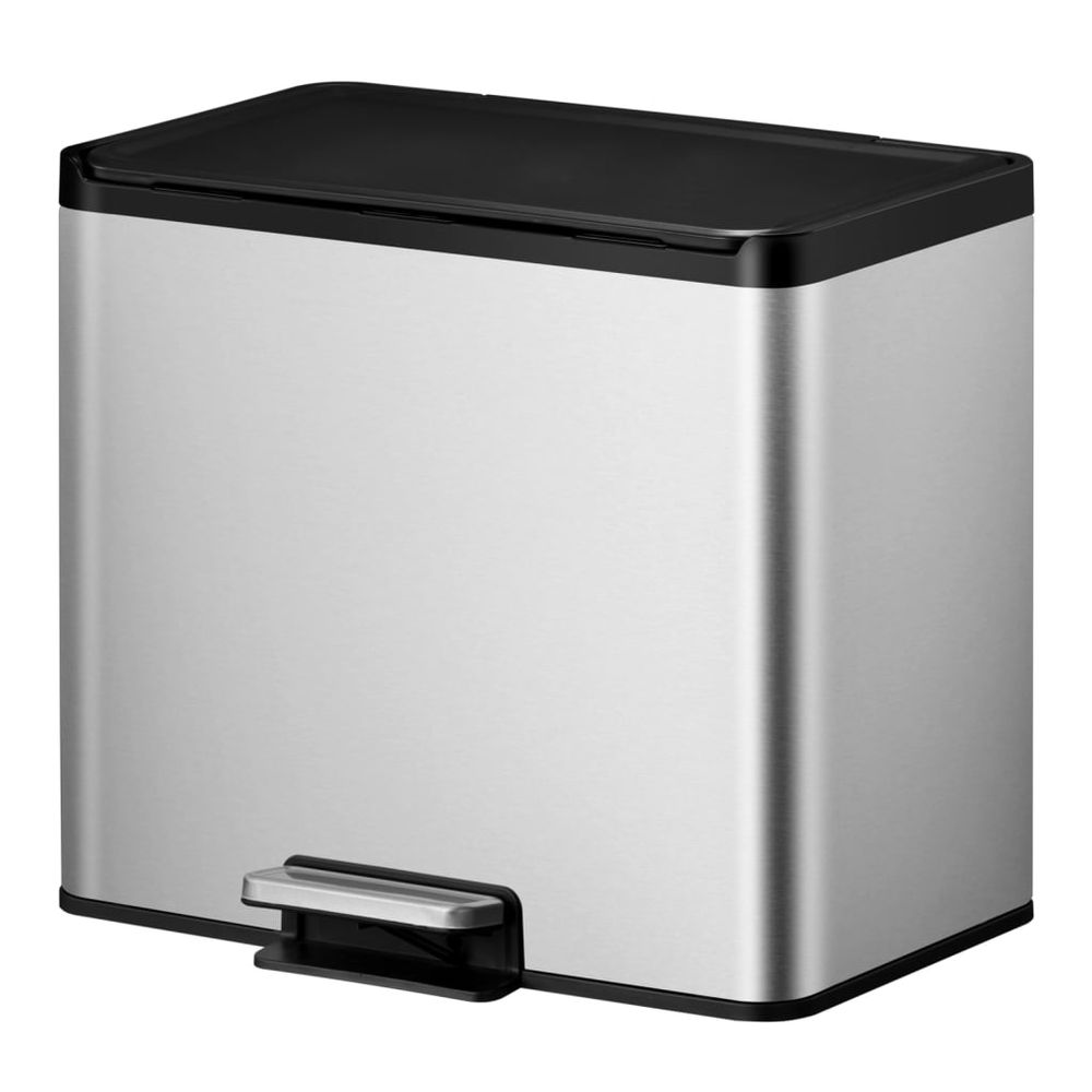 Poubelle à pédale essential 2x15 l argenté mat