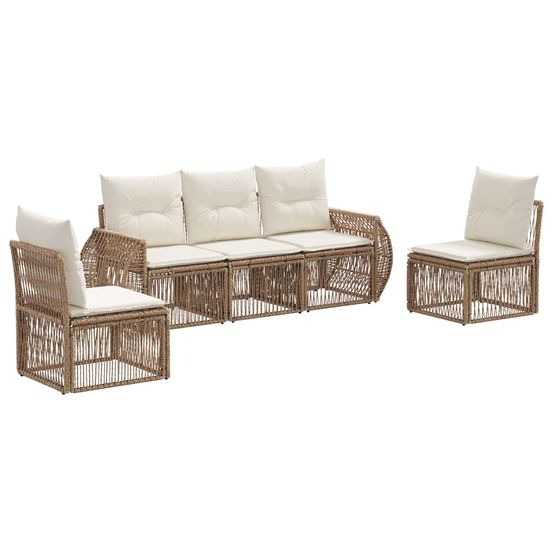 Ensemble de canapé de jardin 5 pc beige et blanc crème