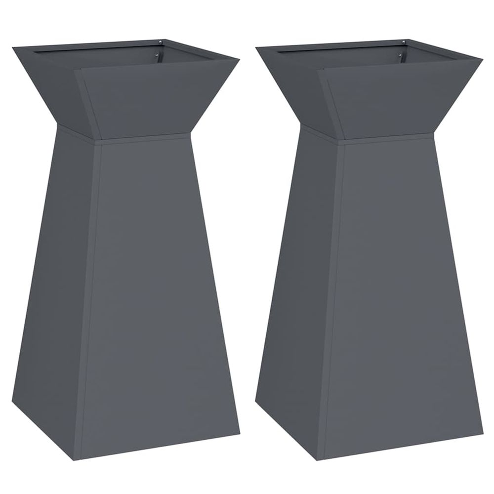 Jardinière d'extérieur à pilier 2 pc anthracite 35 x 35 x 73 cm