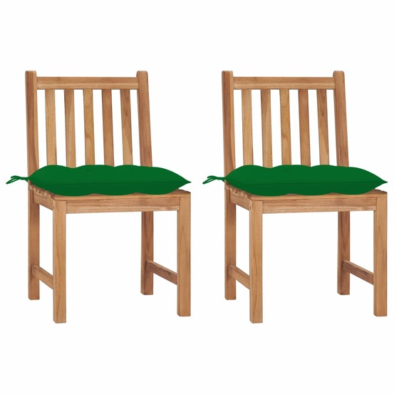 Chaises de jardin lot de 2 avec coussins bois de teck massif