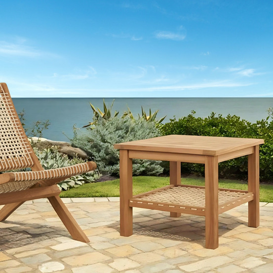 Table basse de jardin en teck 60 cm leina