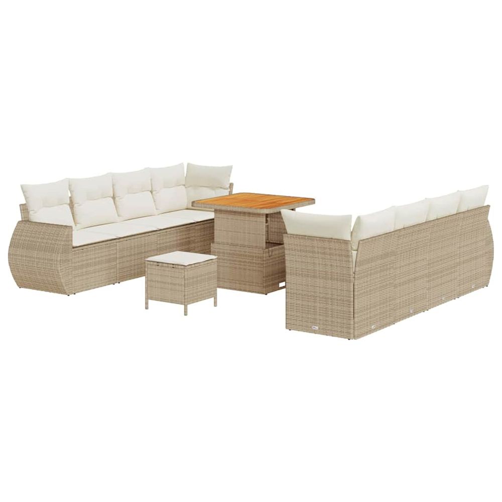 Ensemble de canapé de jardin 11 pc beige polyrotin