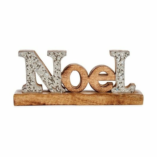 Figurine décorative noel paillettes 6,5 x 10 x 25 cm argenté bois