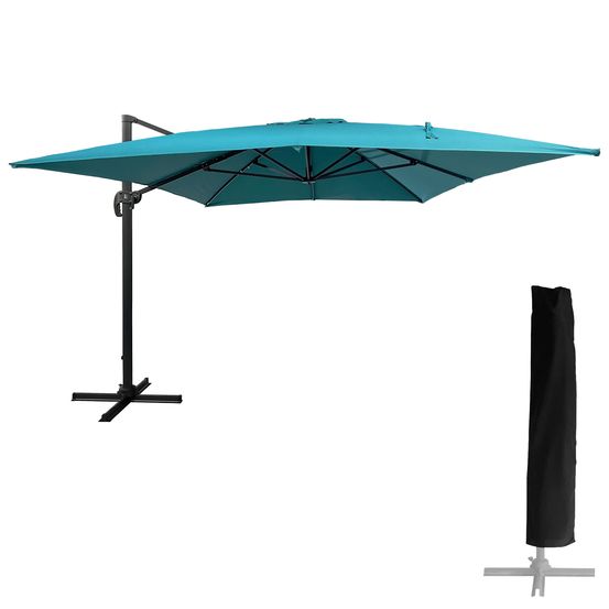 Parasol déporté molokai rectangulaire 3x4m bleu + housse