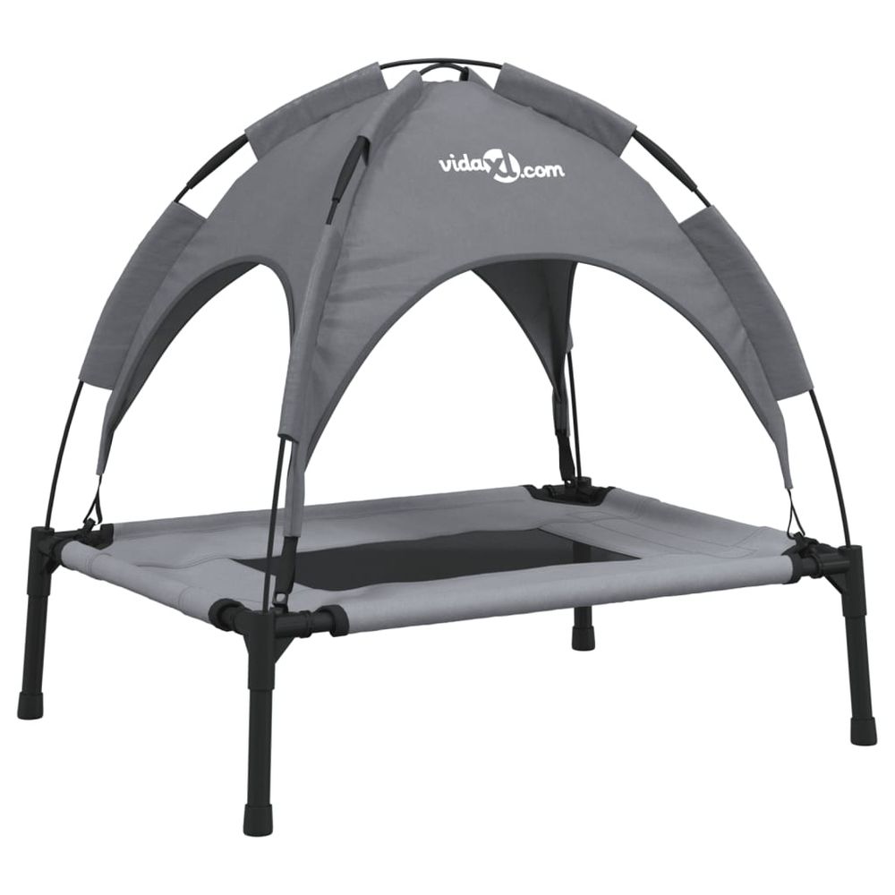 Lit pour chien avec auvent anthracite tissu oxford et acier
