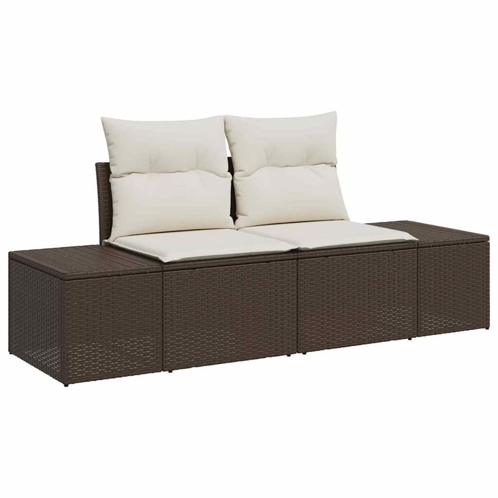 Canapé de jardin avec coussin marron 184 x 62 x 69 cm polyrotin