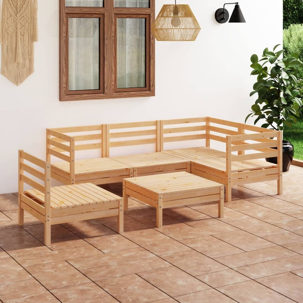 Salon de jardin 6 pcs bois de pin massif