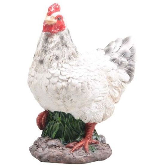 Petite poule en résine 12 x 8 x 16 cm blanc