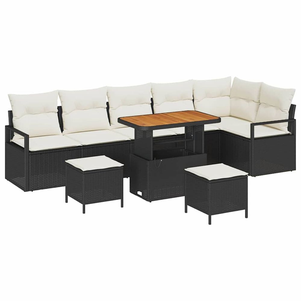 Ensemble de canapé de jardin 9 pc noir poly rotin