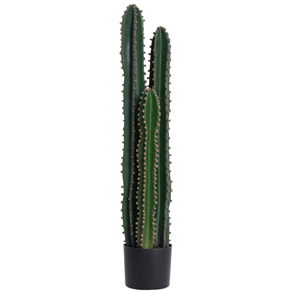 Grand cactus artificiel plastique décoration originale épines réalistes 98cm vert