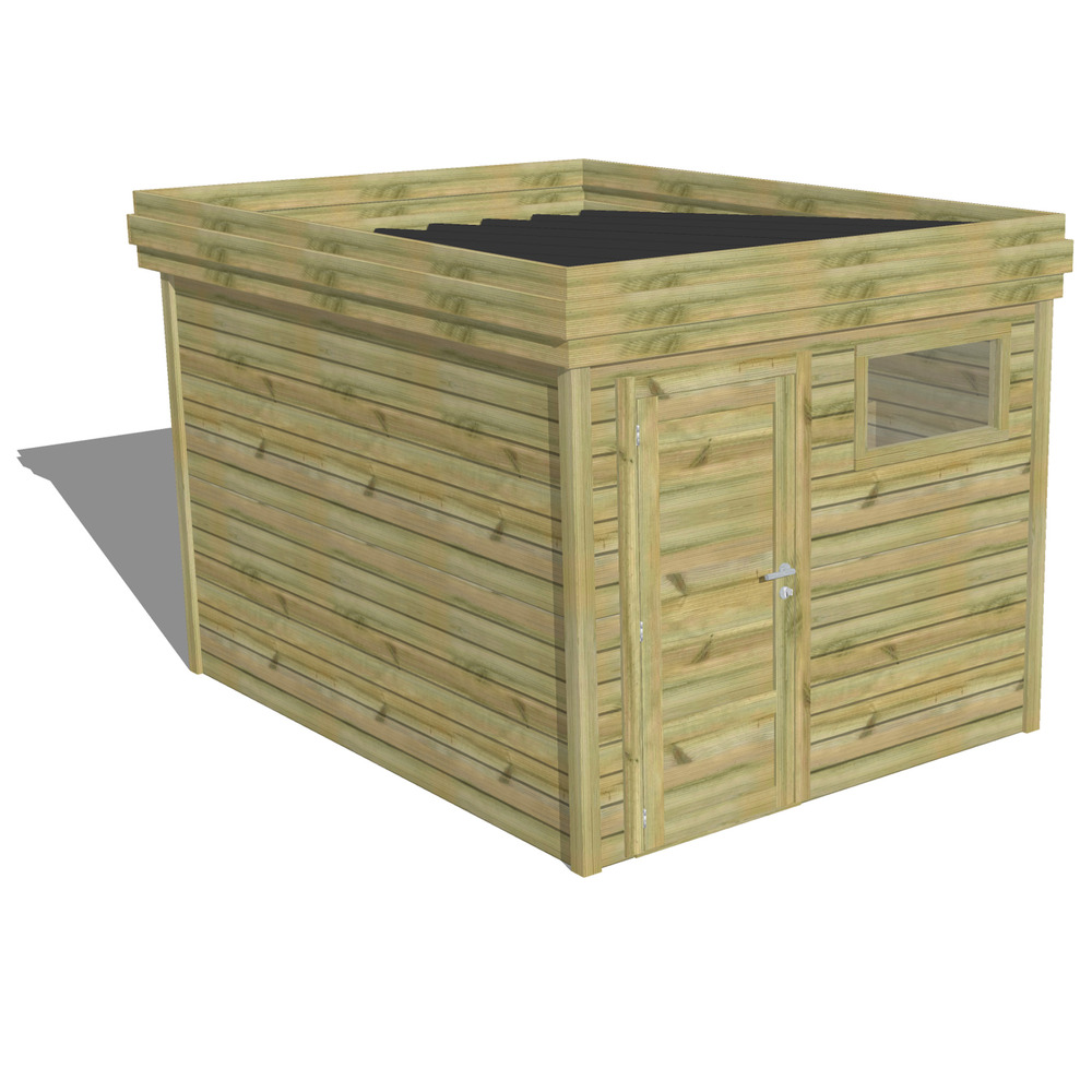 Abri de jardin bois pin traité autoclave 27mm - 2,64x3,44m / 9m2 - bac acier - abri français