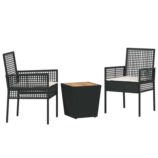 Ensemble bistro de jardin 3 pcs noir poly rotin