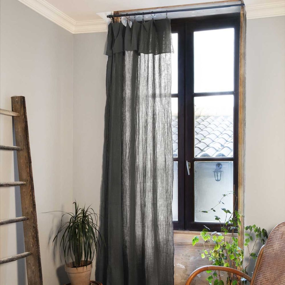 Rideau ajustable + 8 anneaux pince collection gaia
