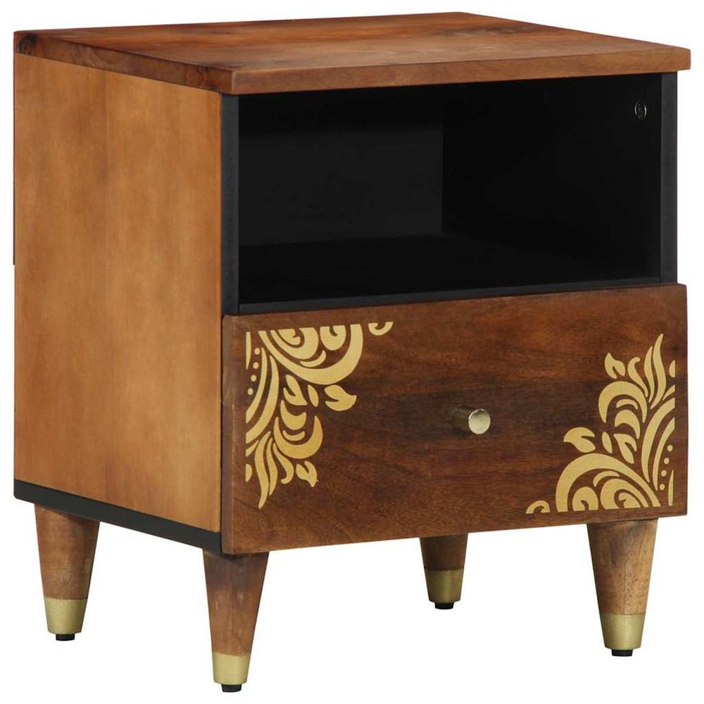 Cabinet de chevet avec tiroir marron miel 40 x 33 x 46 cm