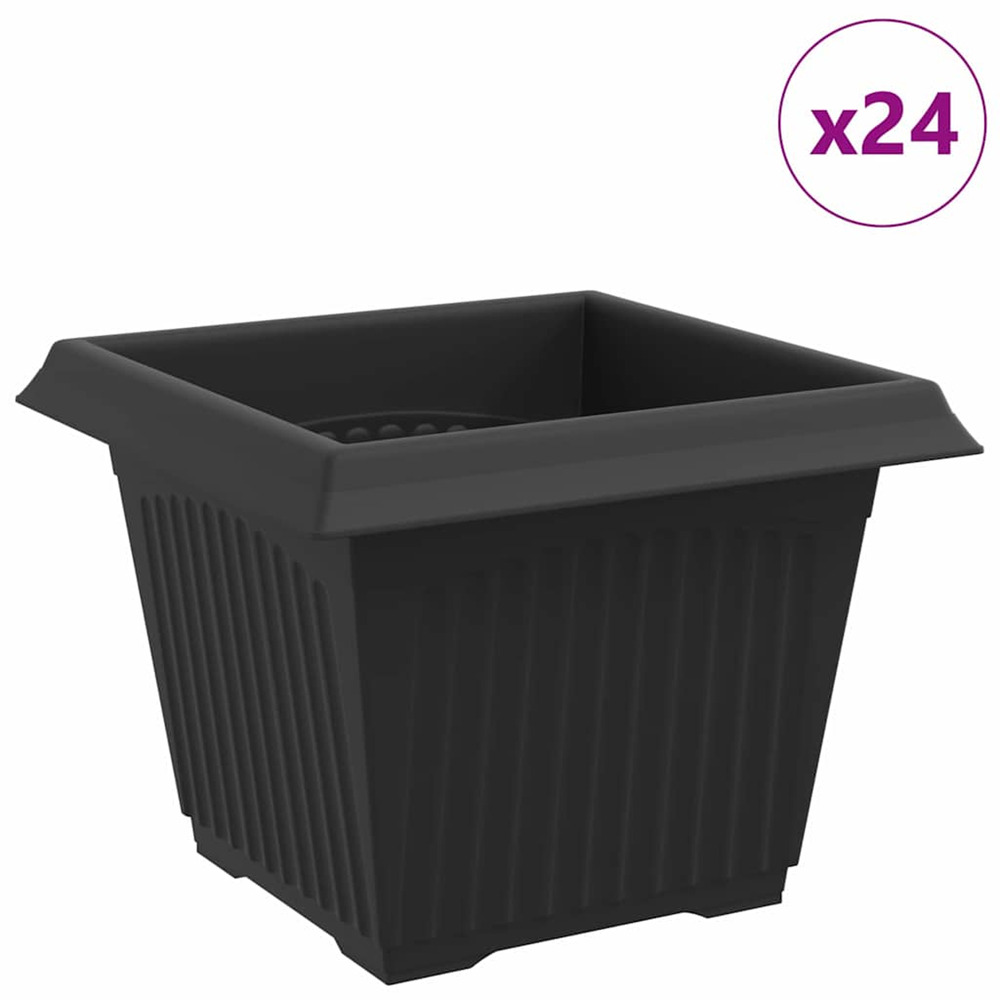 Pot de fleurs carré 24 pcs noir 23 x 23 x 17,5 cm plastique