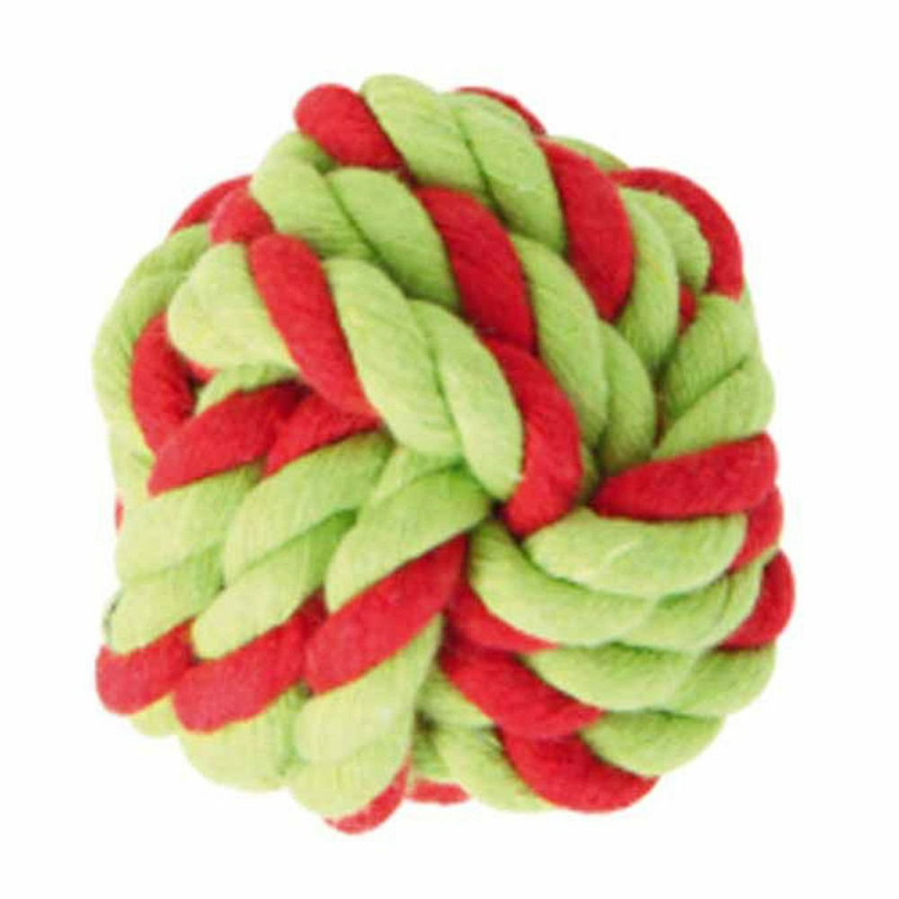 Jouet pour chien balle à corde 7cm rouge