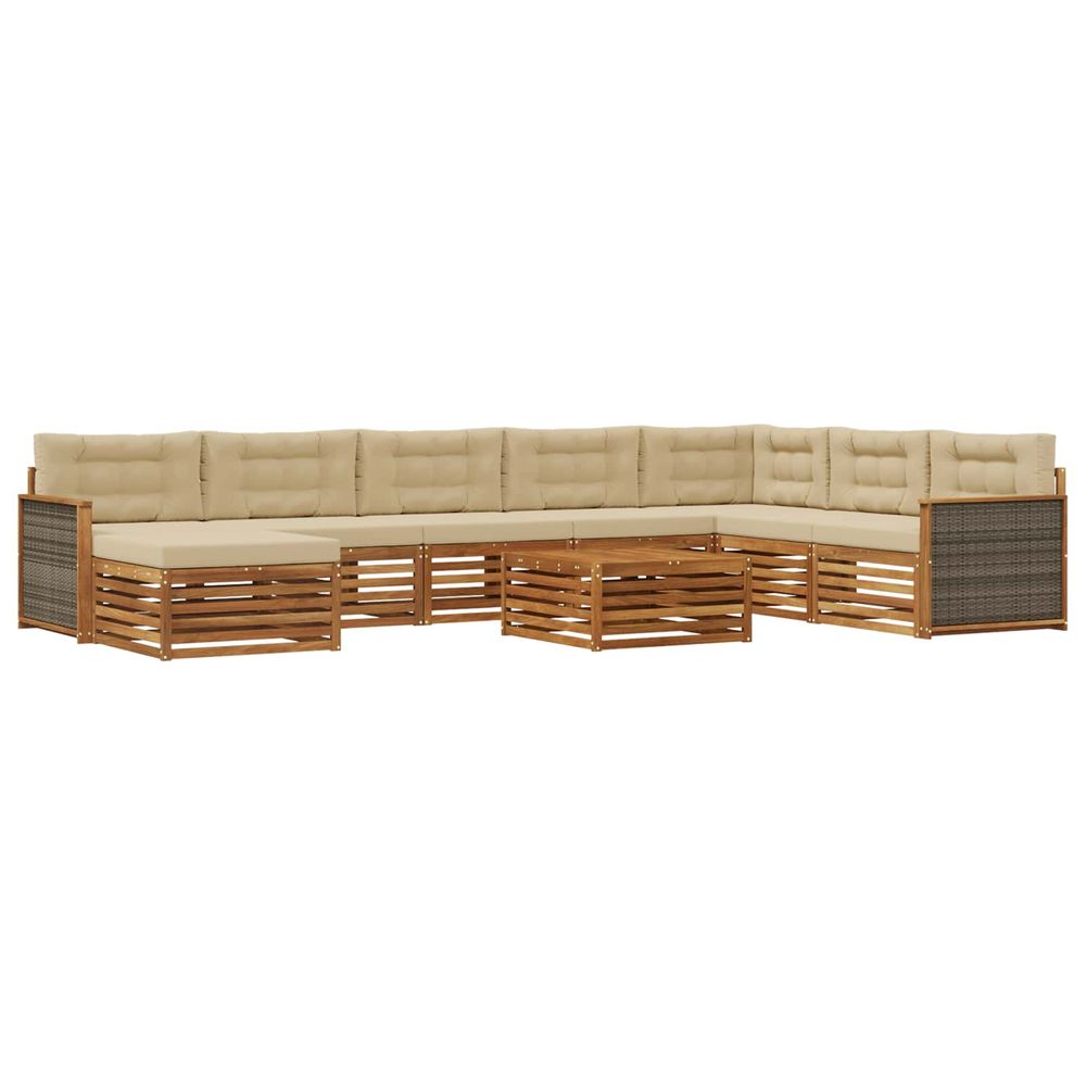 Ensemble de canapés d'extérieur 9 pc naturel et beige