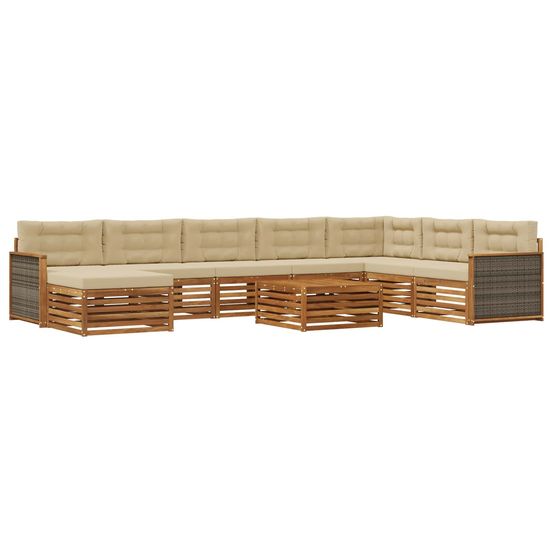 Ensemble de canapés d'extérieur 9 pc naturel et beige