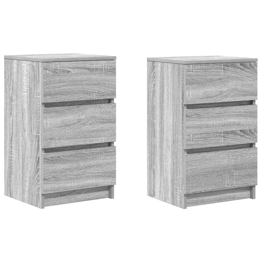 Tables de chevet avec 3 tiroirs 2 pcs sonoma gris 39x35x65 cm