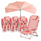 Lot 4 fauteuils clic clac et 1 parasol polyester orange