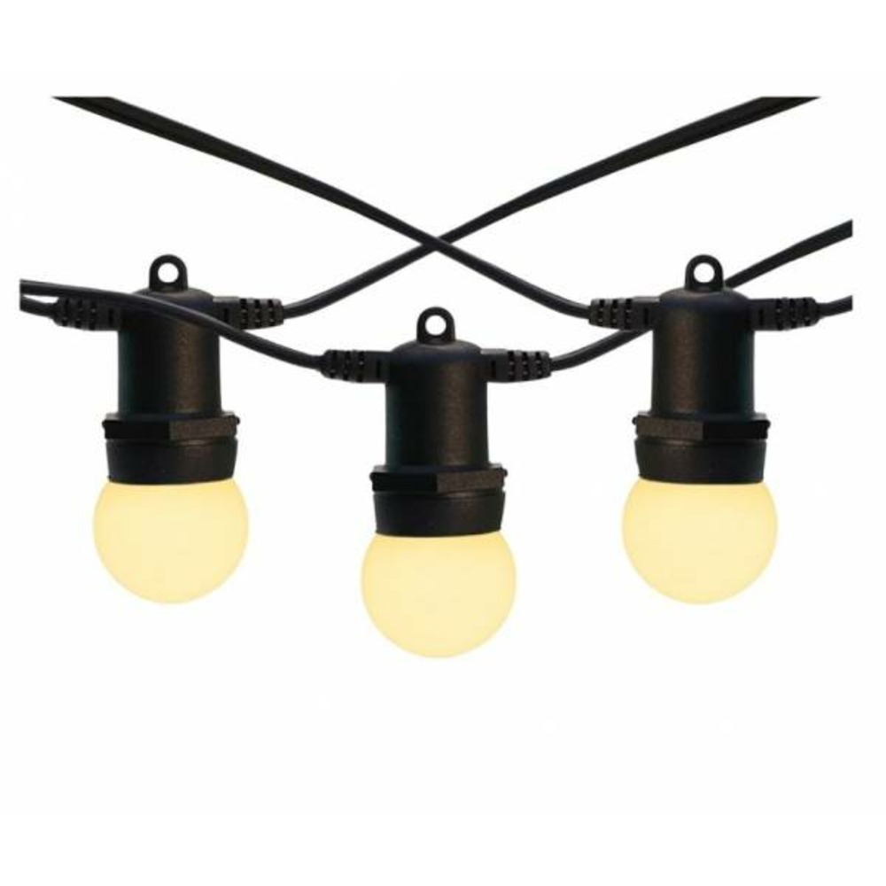 Guirlande guinguette extérieur 50m 100 ampoules led blanc chaud e27 1w câble noir extensible