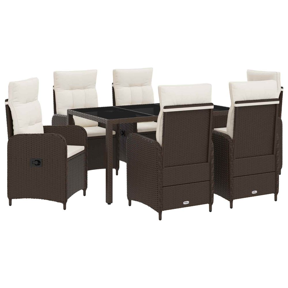 Ensemble de repas extérieur 7 pc marron et crème blanche