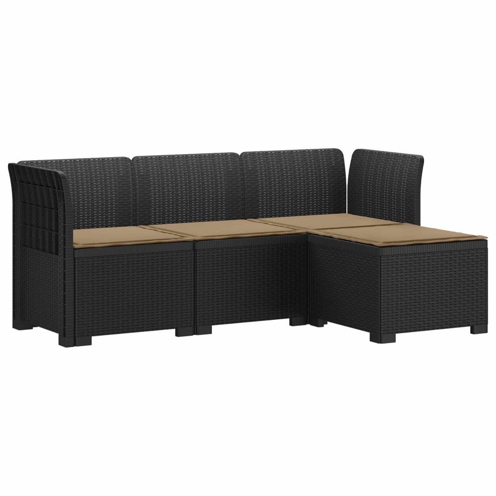 Canapé de jardin 4 places avec coussins style rotin pp