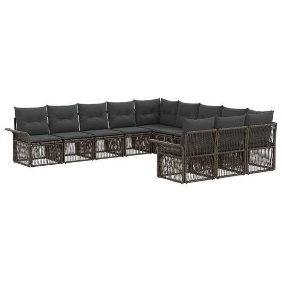 Ensemble de canapé de jardin 11 pc gris polyrotin